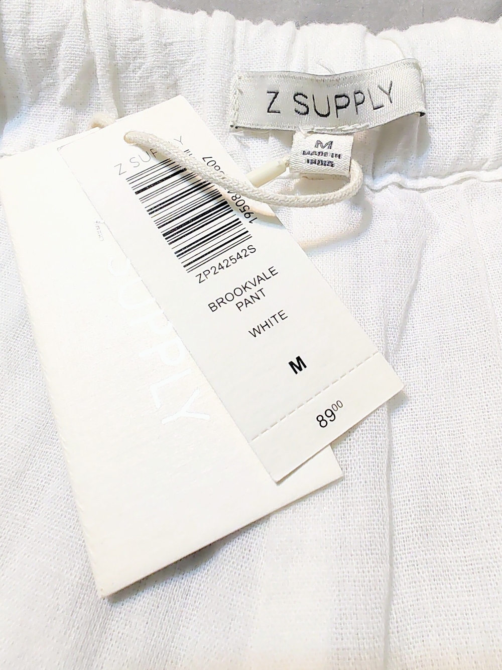 Women's Wide Leg Drawstring Pants in Ivory - Picture 6 of 6
